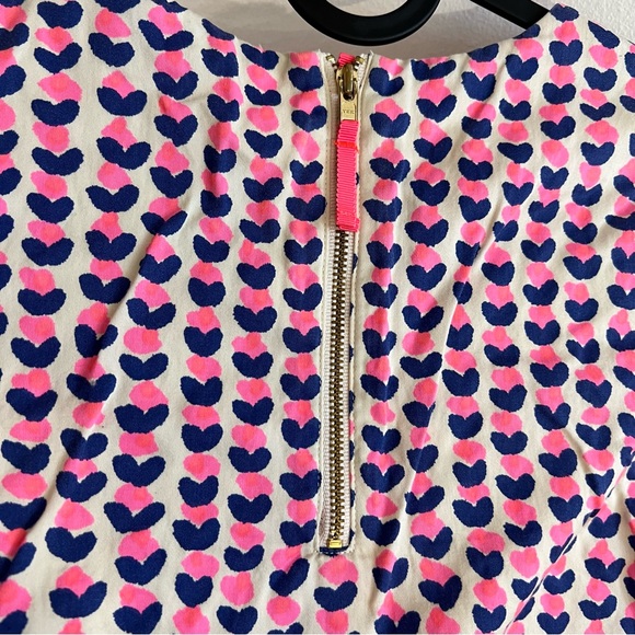 2/$15 Crewcuts girls 12 short dress blue pink hearts elastic waist back zipper - Picture 7 of 9